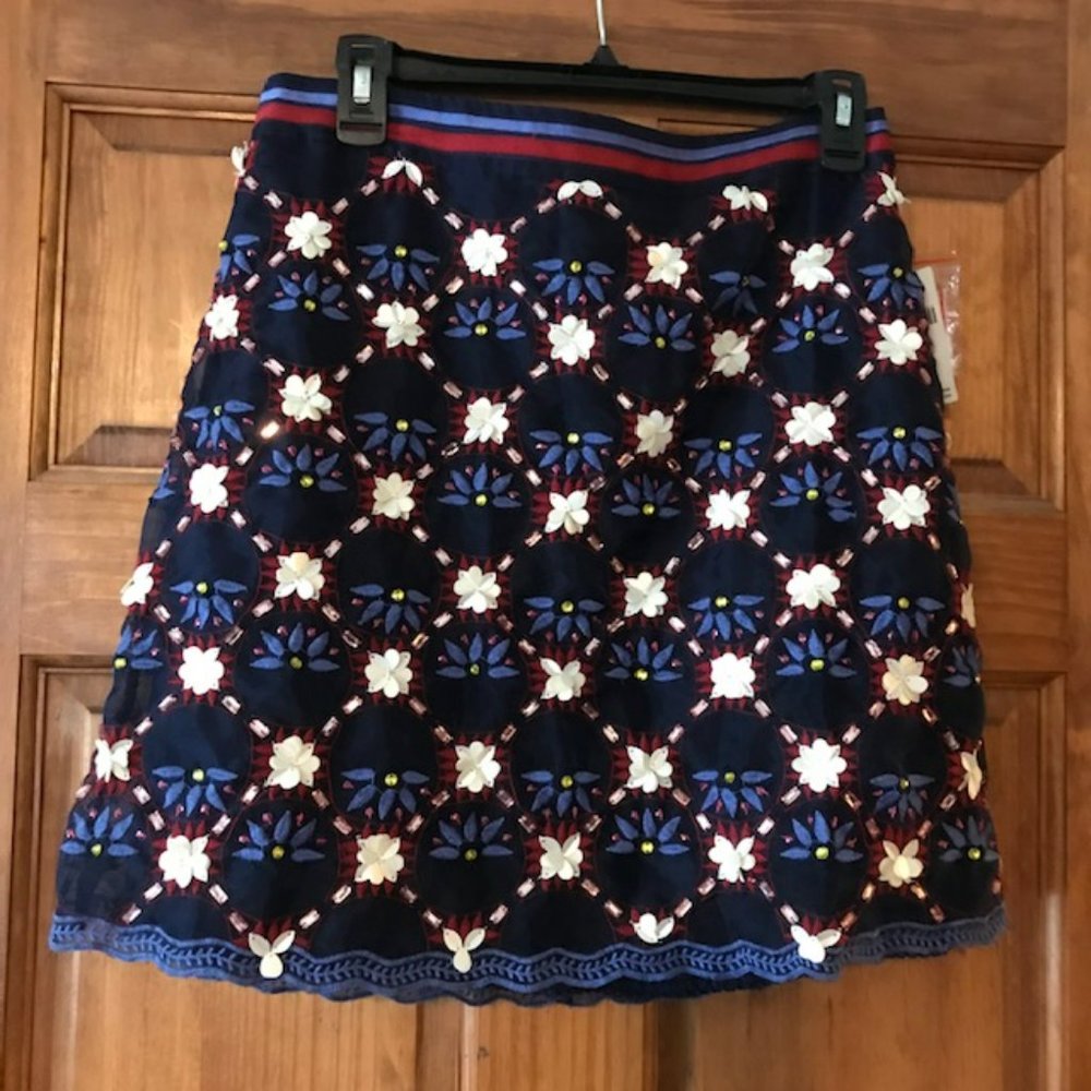 Anthropologie Skirt Embroidered Mini Skirt New